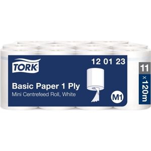 Tork M1 Basic Aftørringspapir 1-Lag, Hvid, 11 Rl