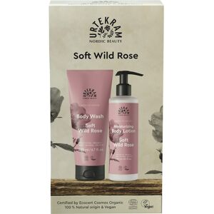 Urtekram Pleje Soft Wild Rose Gavesæt Body Wash 200 ml + Moisturizing Body Lotion 245 ml