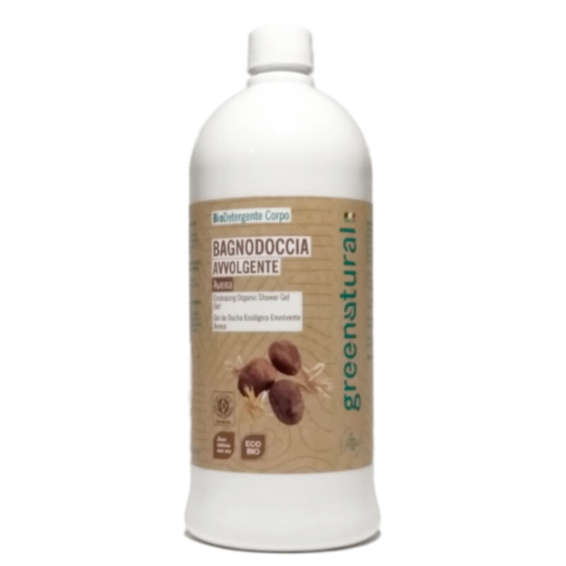 Greenatural Gel de baño y ducha envolvente ecológico de Avena y Karité (1 litro)