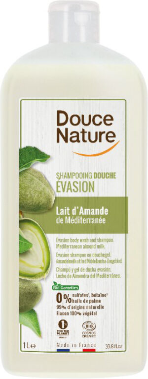 Douce Nature Champú y Gel de ducha Evasión con leche de Almendra del Mediterráneo (1 litro)