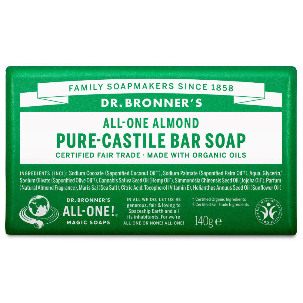 Dr. Bronner's Jabón sólido de Castilla de Almendra