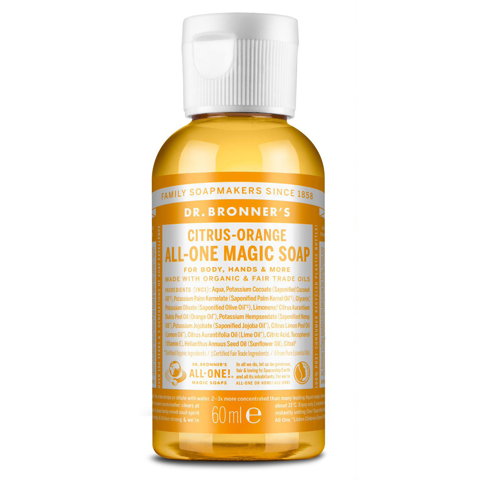 Dr. Bronner's Jabón líquido de Castilla 18 en 1 de Cítricos (60ml.)