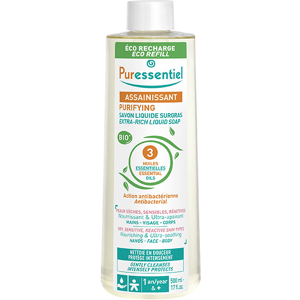 Puressentiel Assainissant Savon Liquide Surgras Aux 3 Huiles Essentielles Eco-Recharge Bio 500ml - Publicité