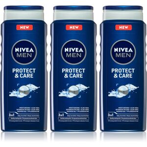 Nivea Men Protect & Care gel de douche pour homme 3 x 500 ml (conditionnement avantageux)