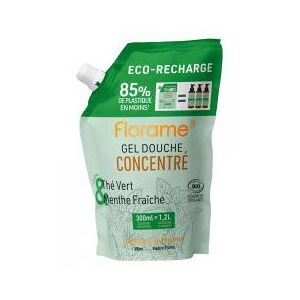 Florame Gel Douche Concentre The Vert et Menthe Fraîche Éco-Recharge Bio 300 ml - Doypack 300 ml