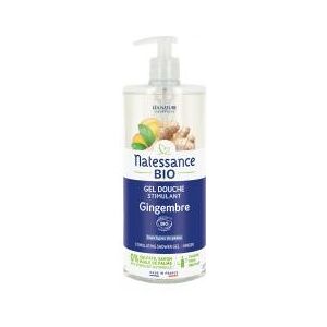 Natessance Gel Douche Stimulant Gingembre Bio 1 L - Flacon-Pompe 1000 ml