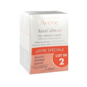 Avene Xeracalm Ad Eau Thermale - Xeracalm A.d - Pain Nettoyant Surgras - Peaux Treseches Sujettes a l'Eczema Atopique et Aux Demangeaisons Offre Speciale Duo 2 x 100 g - Lot 2 x 100 g