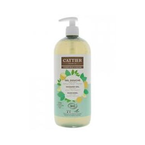 Cattier Gel Douche Sans Sulfate Aloe Vera Parfum Citron Menthe Bio 1 L - Flacon-Pompe 1 L