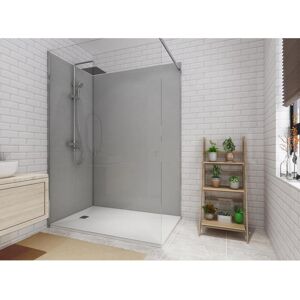 Shower & Design Lot de 2 panneaux muraux de douche gris en aluminium avec profiles - L. 90 x L. 120 x H. 210 cm ITZIAR