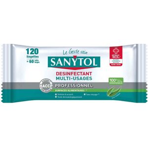 120 lingettes désinfectantes multi-usages eucalyptus Sanytol 0,2L - Publicité