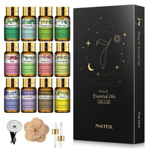 Lot de 12 huiles essentielles de rose, lavande, menthe, arbre à thé, coffret cadeau d Halloween pour aromathérapie, spa, soins de la peau, fabrication de bougies et de savons