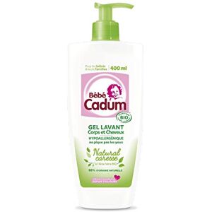 Cadum Bébé  Gel Lavant Corps/Cheveux Natural Caresse Bio à l'Aloe Vera Bio Bébé 400 ml - Publicité