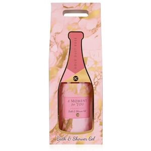 accentra Gel douche et bain « A moment for you » dans une bouteille avec coffret cadeau (aspect champagne), 300 ml, parfum : rose Gold Dust Rose – rechargeable, rose/doré - Publicité