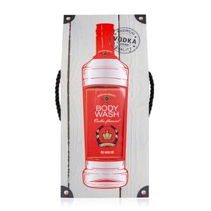 accentra Gel douche Vodka FLAVOR dans un flacon avec coffret cadeau aspect vodka, 400 ml, parfum vodka – rechargeable, rouge - Publicité