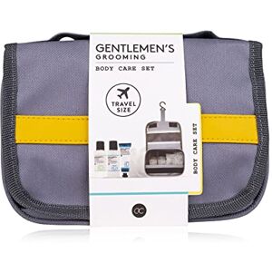 accentra Coffret cadeau Gentlemen's Grooming d', pour hommes, gel douche, shampooing, baume après-rasage et éponge filet dans une jolie trousse de toilette à suspendre - Publicité