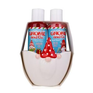 accentra GNOME & CO Set de bain avec bol en céramique et gel douche 100 ml et sel de bain 110 g Parfum baies glacées Bleu/rouge - Publicité