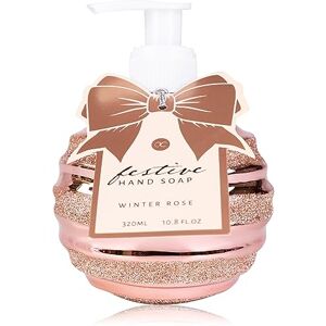 accentra Festive Distributeur de savon liquide pour les mains avec paillettes 320 ml Parfum rose d'hiver - Publicité