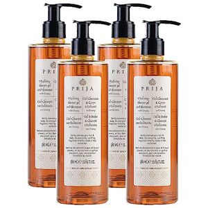 Prija Shampooing Douche Gel Ginseng 4x 380 ml + 4x Gel Pump testé dermatologiquement Minimiser les allergies sans parabens, végétaliens ni silicone sur une base naturelle - Publicité