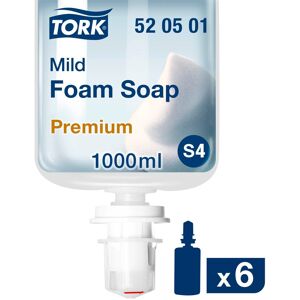 Tork Savon mousse Tork S4 Premium doux - Cartouche 1 litre - Lot de 6