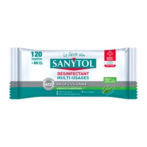 Sanytol Lingettes nettoyantes désinfectantes surfaces Sanytol - Paquet de 120