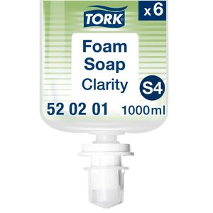 Tork Savon mousse limpide Tork Clarity, pour distributeur S4 - Cartouche de 1 L - Lot de 6