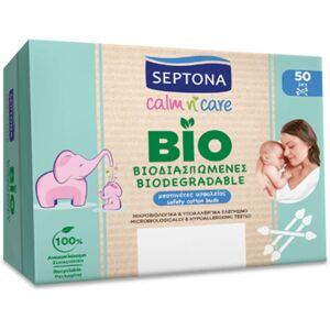 Septona Coton-tiges biodégradables pour les oreilles - pour les bébés, 50 coton-tiges