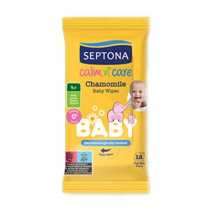 Septona Lingettes hydratantes pour bébé à la camomille, 12 lingettes