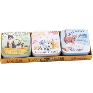 La Savonnerie de Nyons Lot de 3 Boites a Savon Chats