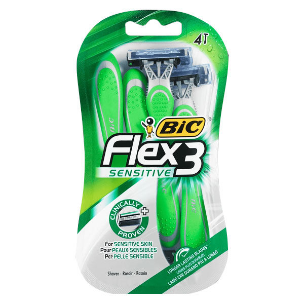 BIC Flex 3 Sensitive Rasoirs Jetables 3 Lames Mobiles 4 unités