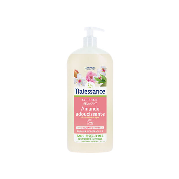 Natessance Gel Douche Amande Parfum Pêche de Vigne 1L