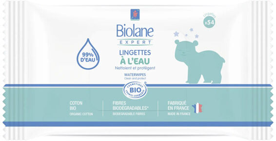 Biolane Expert Lingettes à l'Eau Bio 54 lingettes