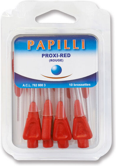 Gencibrosse Papilli Proxi Brossette Interdentaire de Voyage Moyenne Empoilage 20 x 5mm Rouge 10 unités