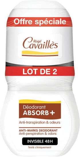 Rogé Cavaillès Absorb+ Déodorant Invisible Roll'On Lot de 2 x 50ml