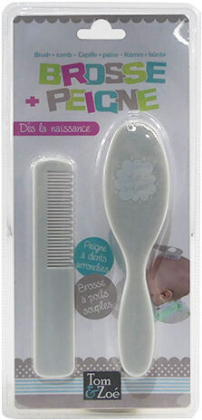 Lysse Baby Brosse et Peigne Bébé Gris