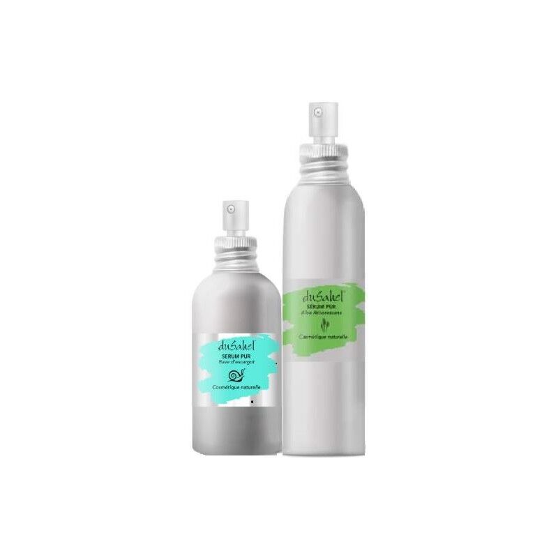 Dusahel duo anti-âge peau sensible, irritée : 1 sérum 100 % bave d'escargot pur bio + 1 sérum aloe arborescens 100% pur bio