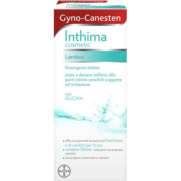 bayer spa gyno-canesten inthima detergente intimo lenitivo per igiene intima freschezza e comfort 12 ore 200ml