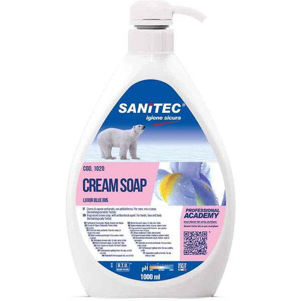 cream soap sapone liquido mani luxor blue iris sanitec 1 l