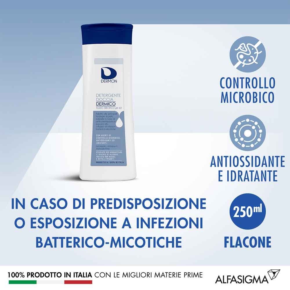 Dermon Detergenza - Detergente Doccia Dermico Fluido Specifico pH 4.0, 250ml