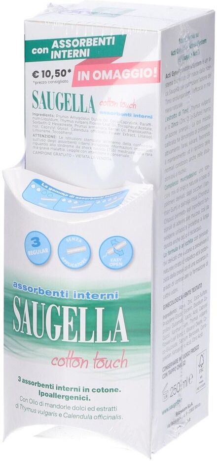 Saugella Acti3 Detergente Intimo a pH 3.5 + Cotton Touch Assorbenti Interni