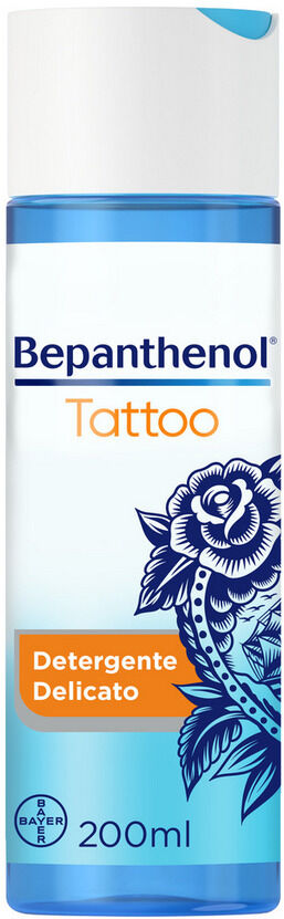 Bayer Spa Bepanthenol Tattoo Detergente Delicato Per Tatuaggi Con Pantenolo, Gel Senza Sapone 200ml