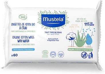 MUSTELA 60 Salviette All'acqua In Cotone Bio