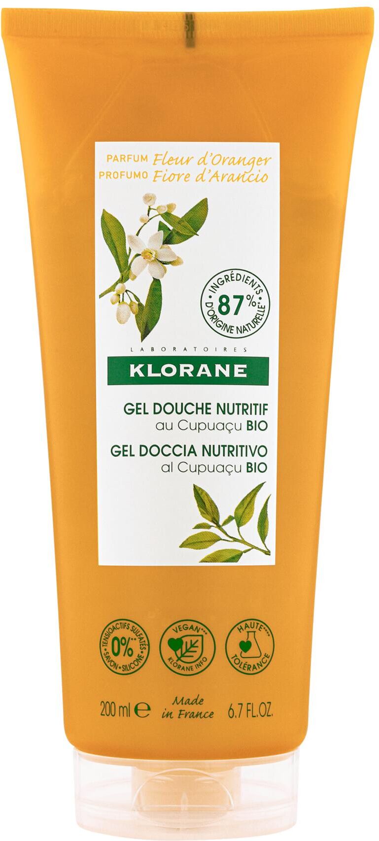 Klorane Gel Doccia Nutritivo Al Burro Di Cupuacu Bio Profumazione Miele D'arancio 200ml