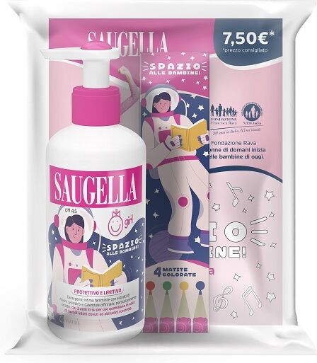 Saugella Girl Detergente Intimo Bambina 200ml + Matite Colorate