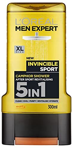 L'ORÉAL L'Oreal Men Expert Invincible Sport, Gel da Doccia Rivitalizzante, 300 ml, Confezione da 6