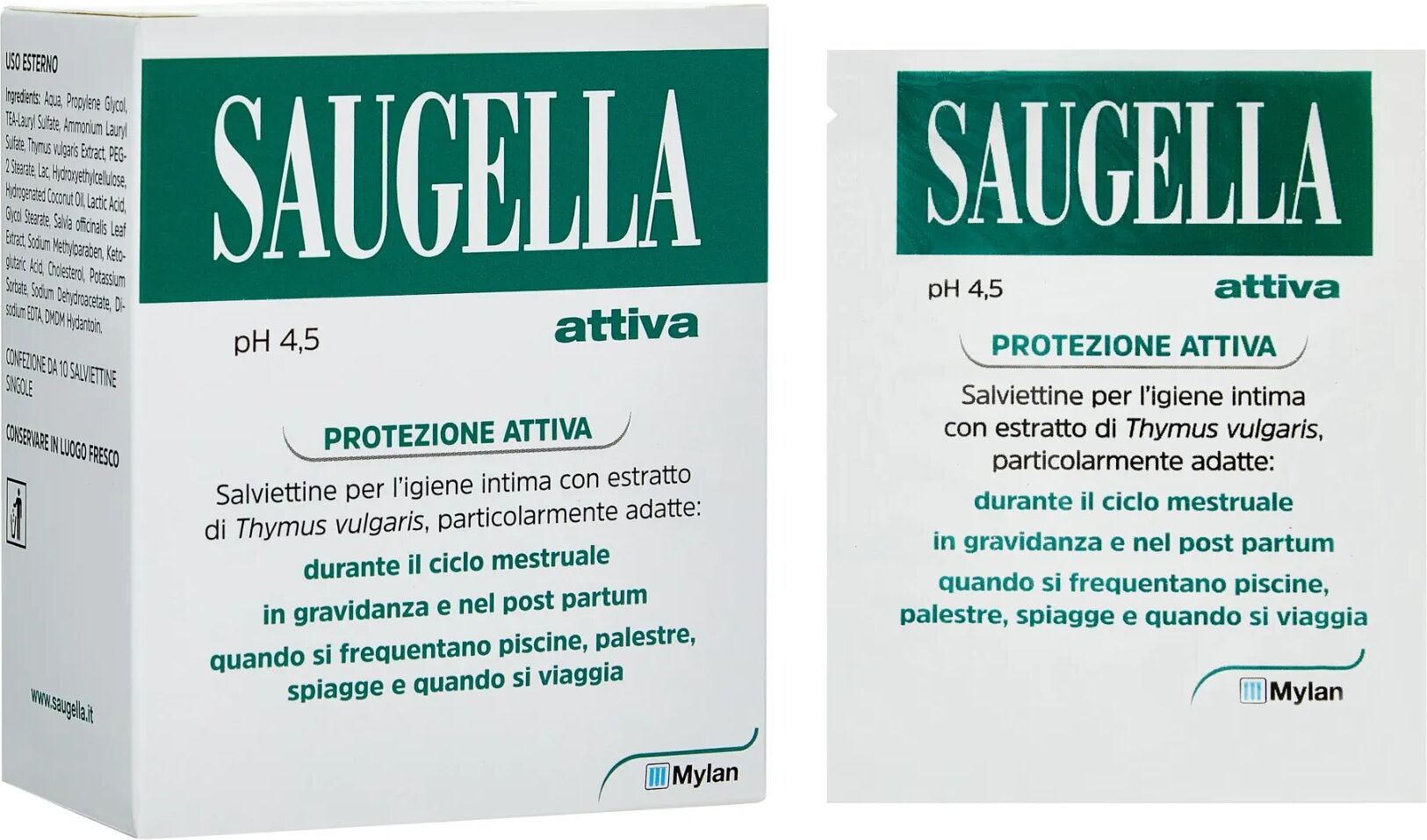 Saugella Attiva Salviettine Intime Detergenti 10 Bustine