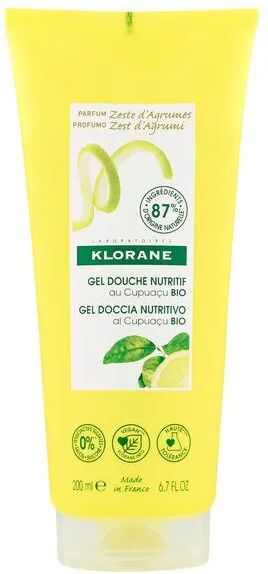 Klorane Gel Doccia Nutritivo ed Energizzante Al Burro Di Cupuacu BIO Profumazione Zest D'Agrumi 200 ml