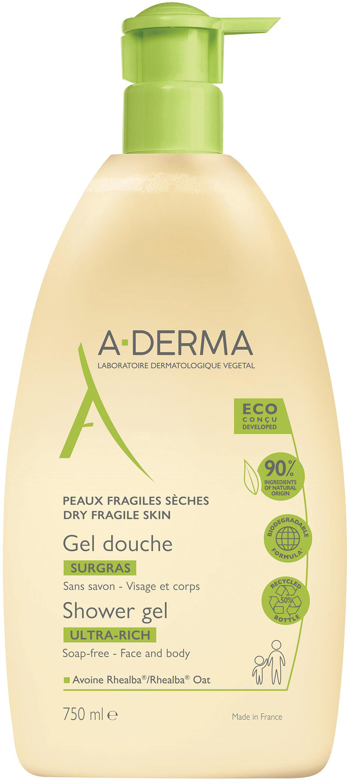 A-DERMA Les indispensables gel doccia surgras 750 ml