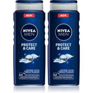 Nivea Men Protect & Care shower gel for face, body, and hair 2 x 500 ml (economy pack)