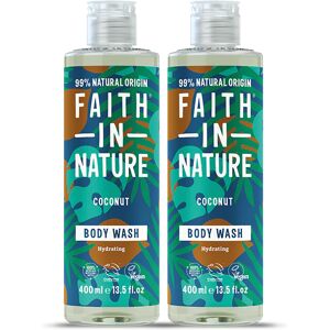 Faith In Nature Coconut Body Wash Multipack - Organic Natural Shower Gel - Vegan & Cruelty Free - 2 X 400ml