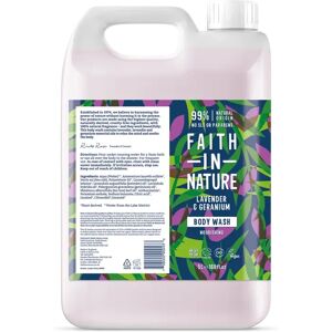 Faith In Nature Lavender & Geranium 5L Body Wash Refill - Organic Natural Shower Gel - Vegan & Cruelty Free - Bulk Buy